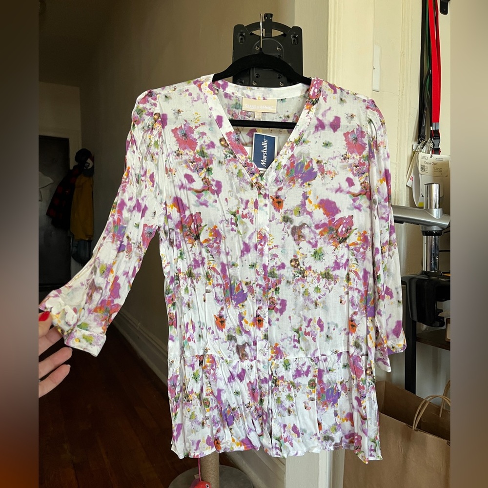 Grand & Greene Boho Floral Button-Down Blouse - Size M